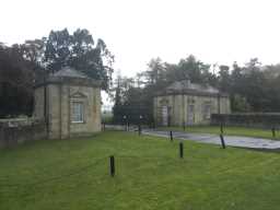 Oblique view of East and West Lodges to Streathlam Castle October 2016